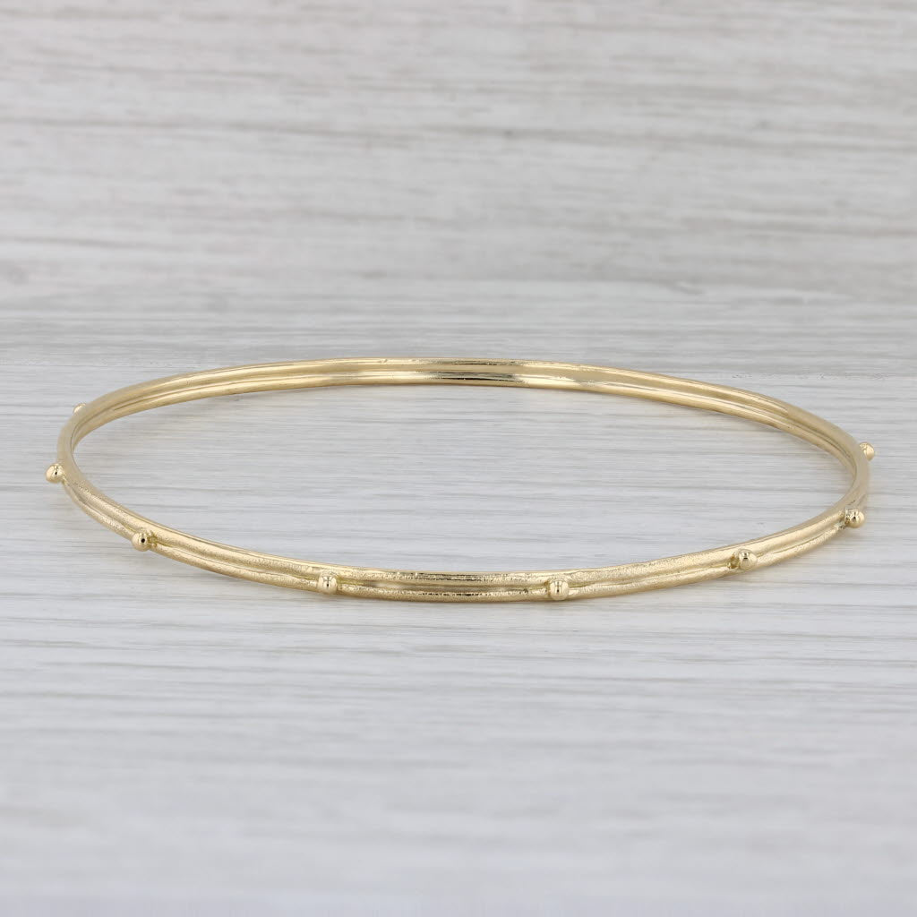 Gray Emily Armenta Granulated Dots Bangle Bracelet 18k Yellow Gold 8" 2.5mm