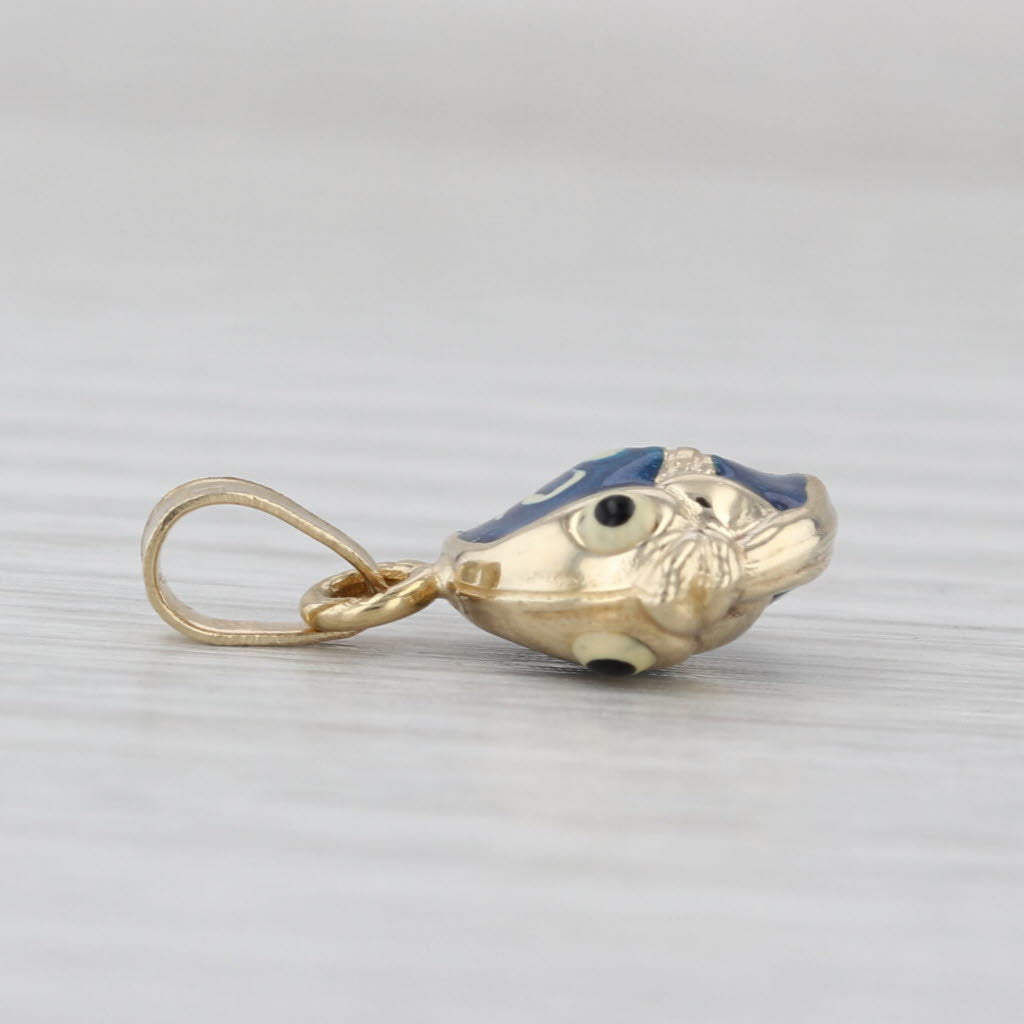 Little Puffy Fish Pendant 14k Yellow Gold Enamel Charm