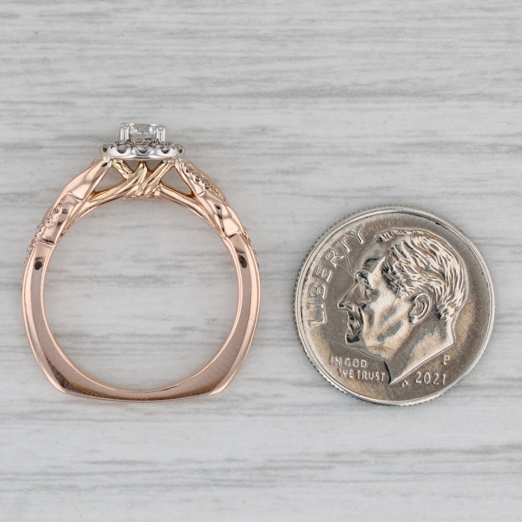 Gray 0.43ctw Round Diamond Halo Engagement Ring 14k Rose Gold Size 6.5 Vintage