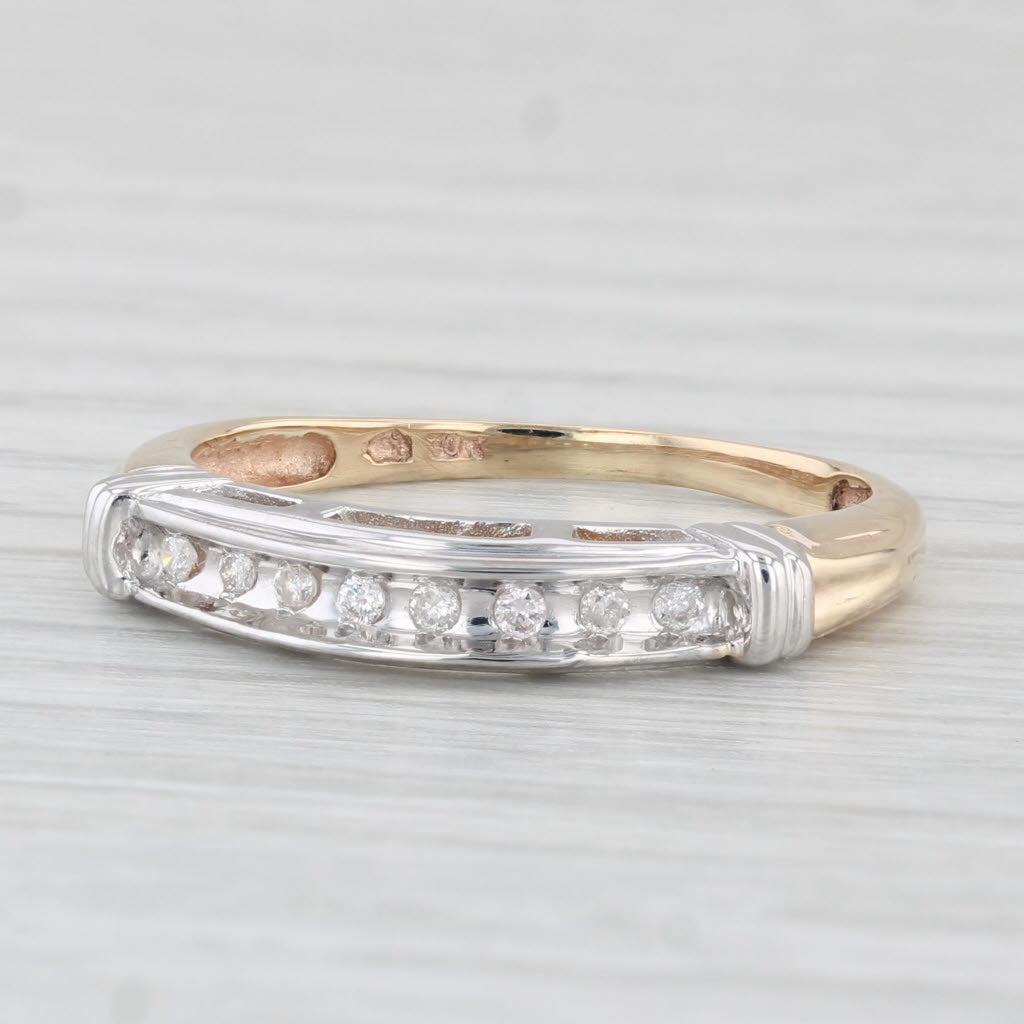 Light Gray Diamond Wedding Band 10k White Yellow Gold Size 7.5 Stackable Anniversary