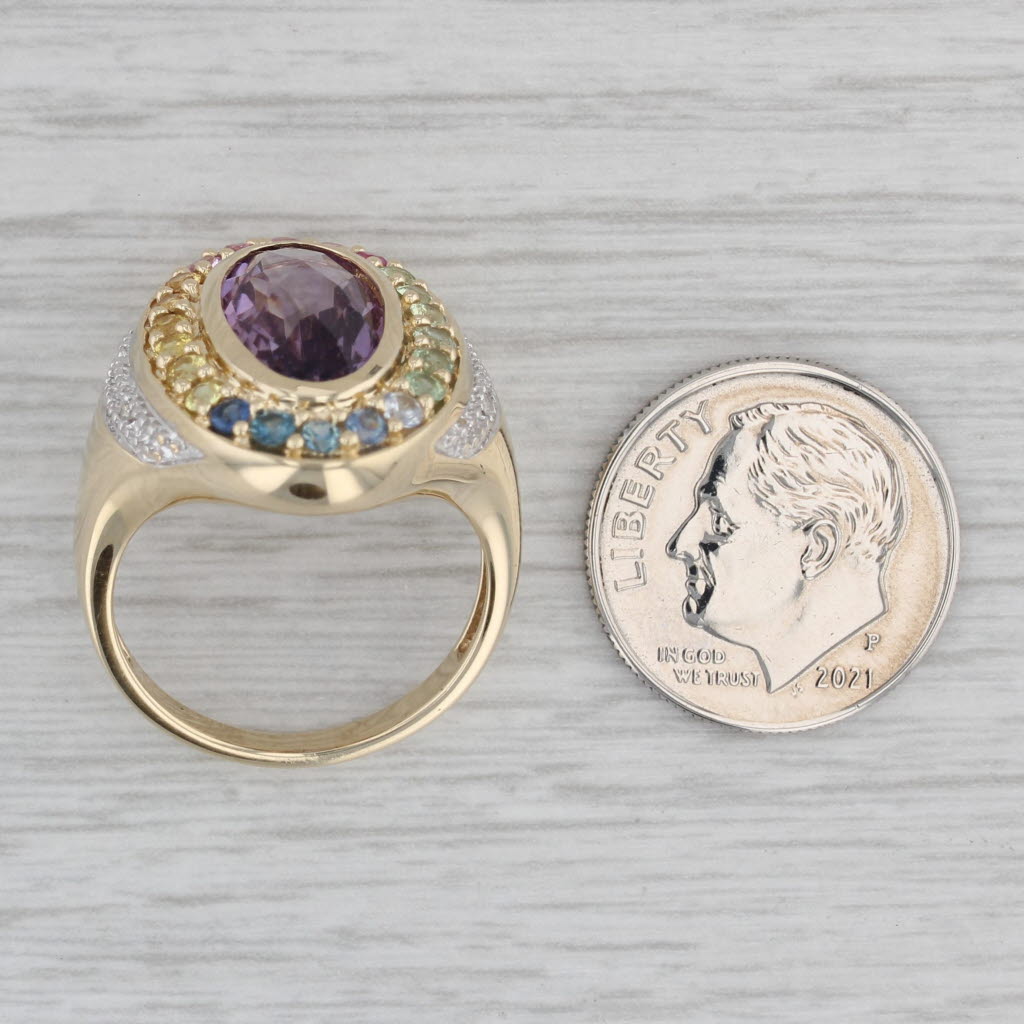 Gray 4.50ctw Oval Amethyst Sapphire Halo Ring 14k Gold Size 7.25 Cocktail Diamond