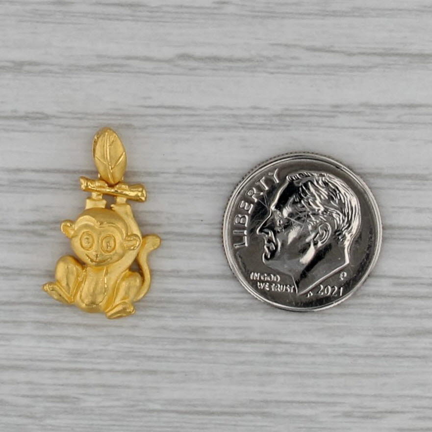 Swinging Monkey Pendant 999 Fine Yellow Gold Small Drop