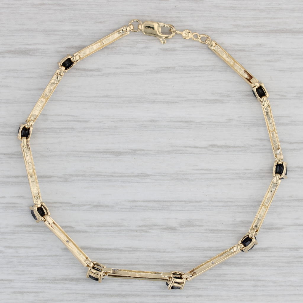 Gray 2ctw Blue Sapphire Bracelet 10k Yellow Gold Diamond Accents 7.25"