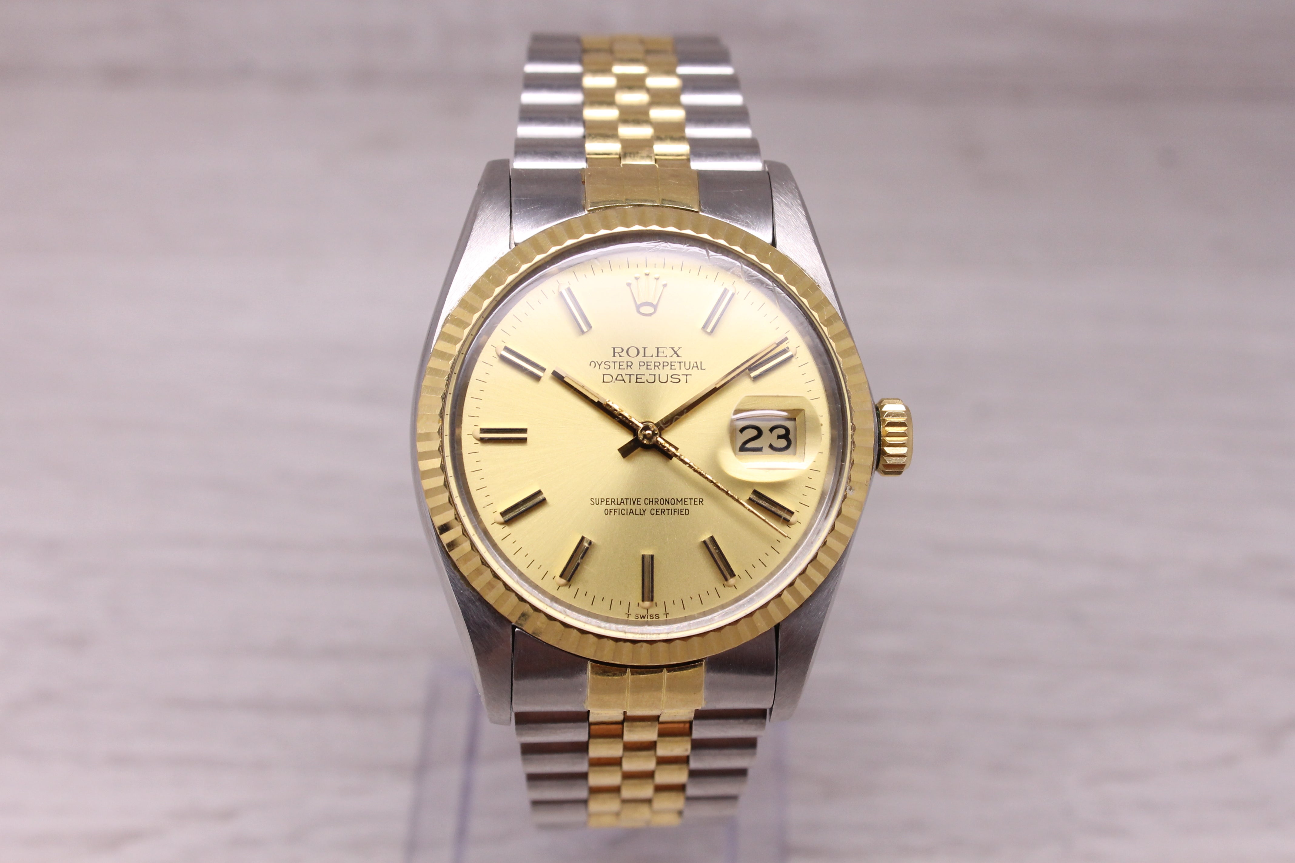 Vintage 1984 Rolex Datejust 16013 Steel & 18k Mens Automatic Watch Original