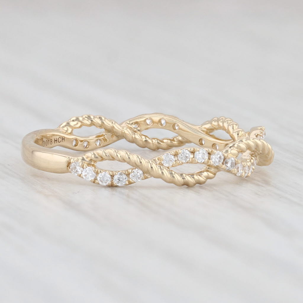 Light Gray New 0.17ctw Diamond Woven Stackable Ring 14k Yellow Gold Size 6.75 Wedding Band