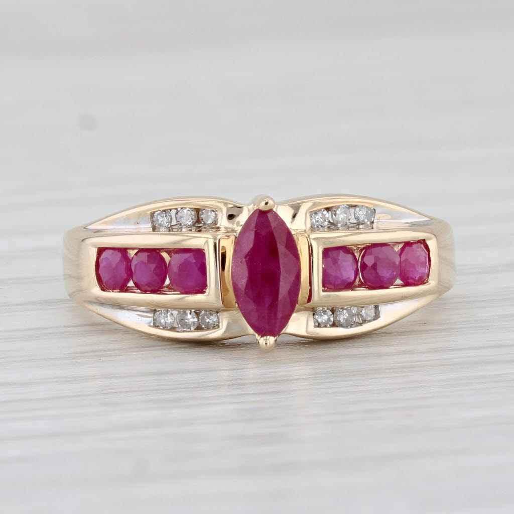 Light Gray 1.18ctw Marquise Ruby Diamond Ring 14k Yellow Gold Size 9