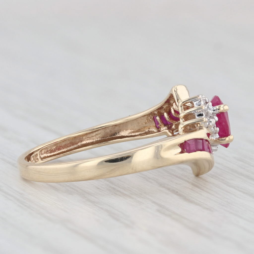 Light Gray 1.12ctw Ruby Diamond Bypass Ring 10k Yellow Gold Size 8