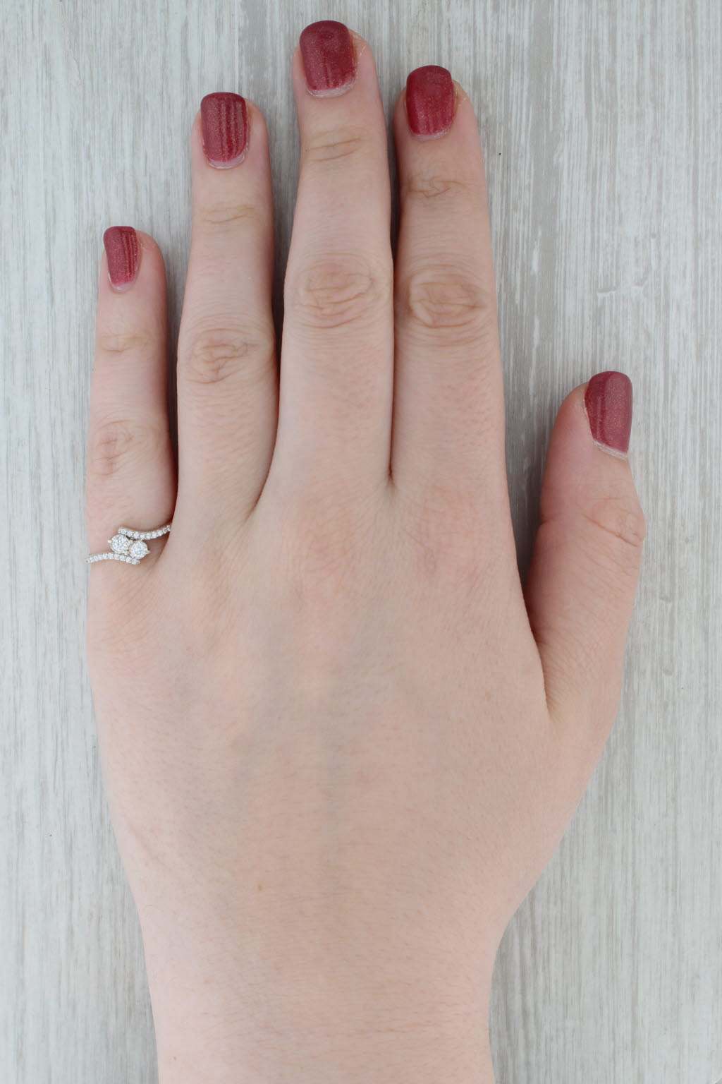 Gray 0.22ctw 2-Stone Bypass Diamond Ring Sterling Silver Size 6.75 Anniversary