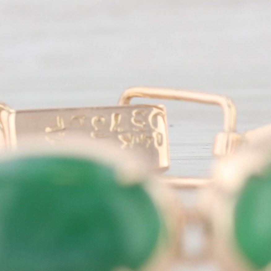 Light Gray Green Jadeite Jade 3-Stone Oval Cabochons Bracelet 14k Rose Gold 6.25"