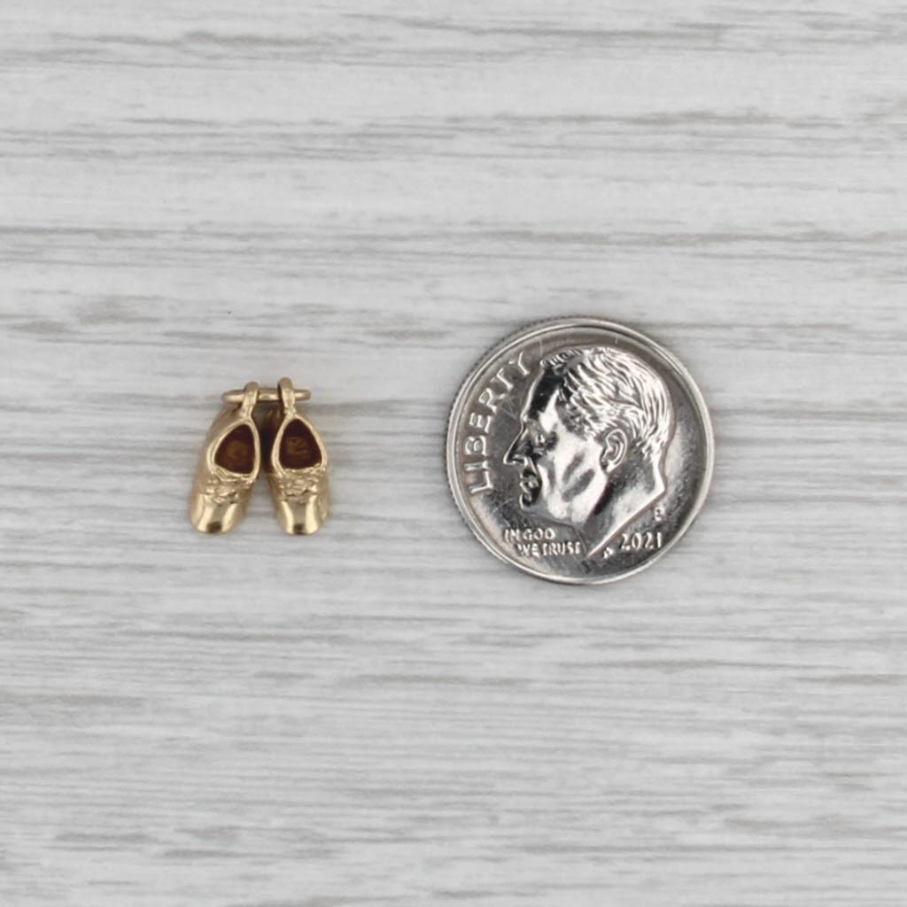 Vintage Baby Booties Shoes Charm 14k Yellow Gold New Mom Keepsake Pendant