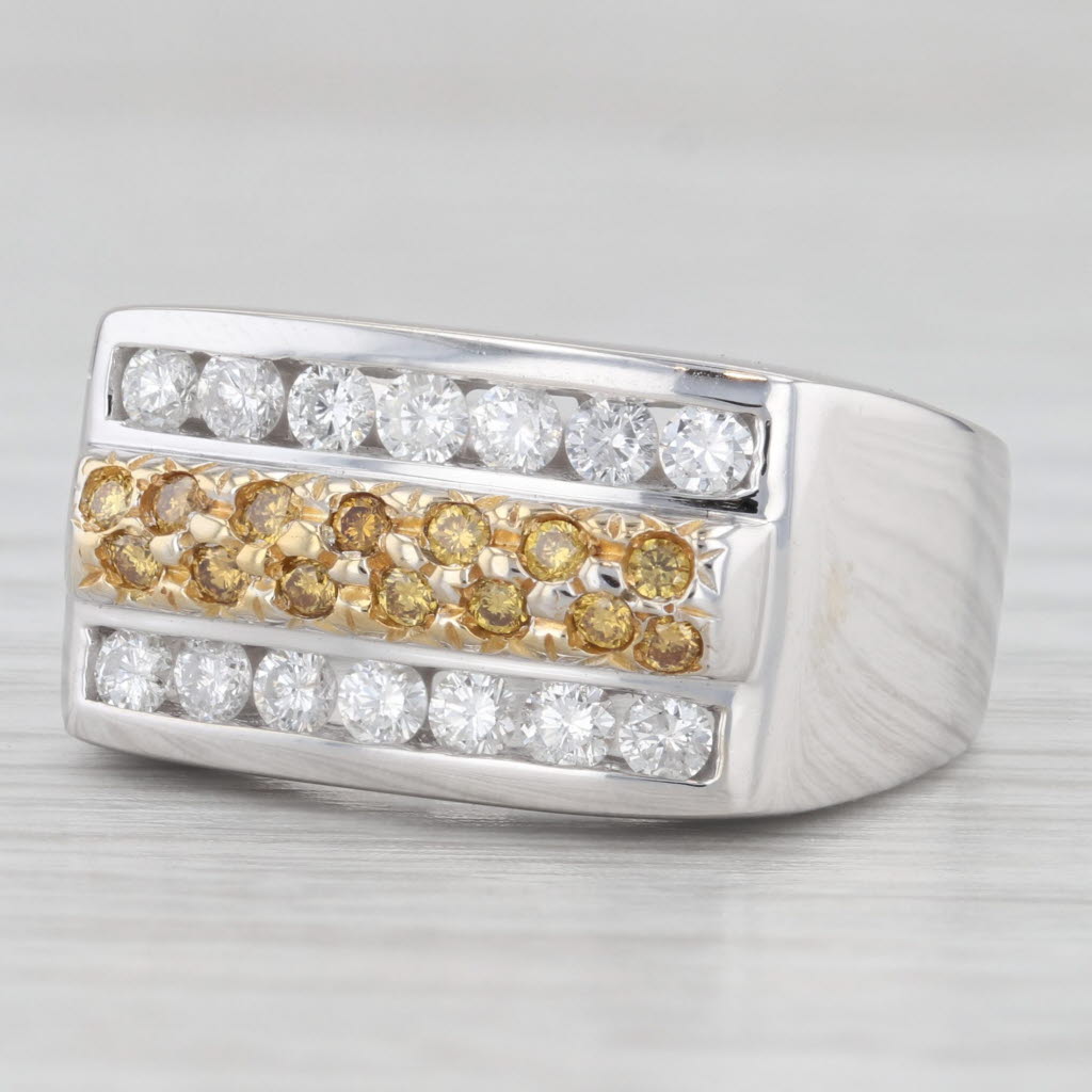 Light Gray 0.90ctw Yellow White Diamond Ring 14k White Gold Size 8