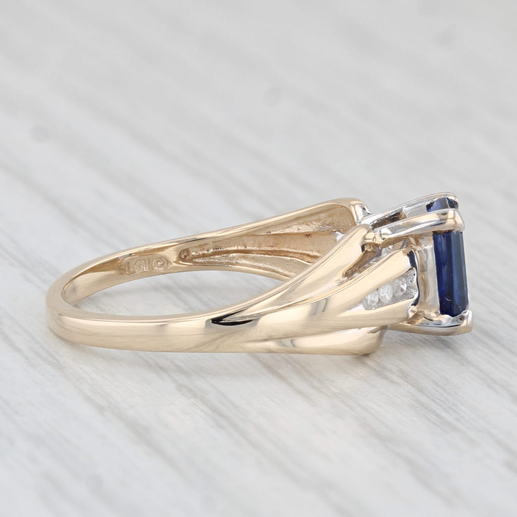 Light Gray 1.45ctw Blue Lab Created Sapphire Diamond Ring 10k Yellow Gold Size 6.75