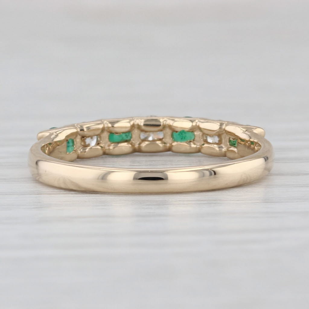 Effy 0.56ctw Emerald Diamond Stackable Ring 14k Yellow Gold Wedding Band Sz 7.25