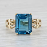 4.05ct London Blue Topaz Emerald Cut Solitaire Ring 10k Yellow Gold Size 5