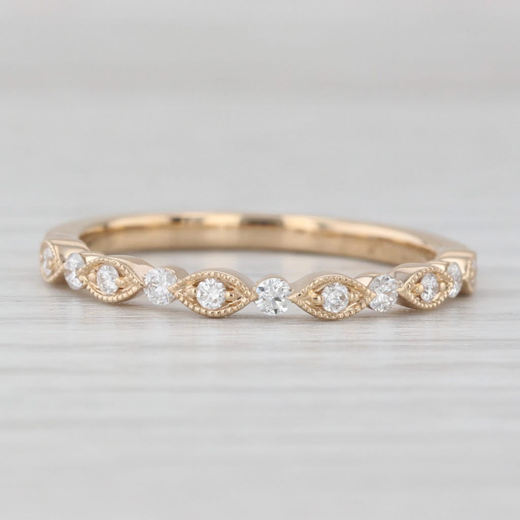 Light Gray 0.20ctw Diamond Wedding Ring 14k Yellow Gold Size 6.75 Stackable Band