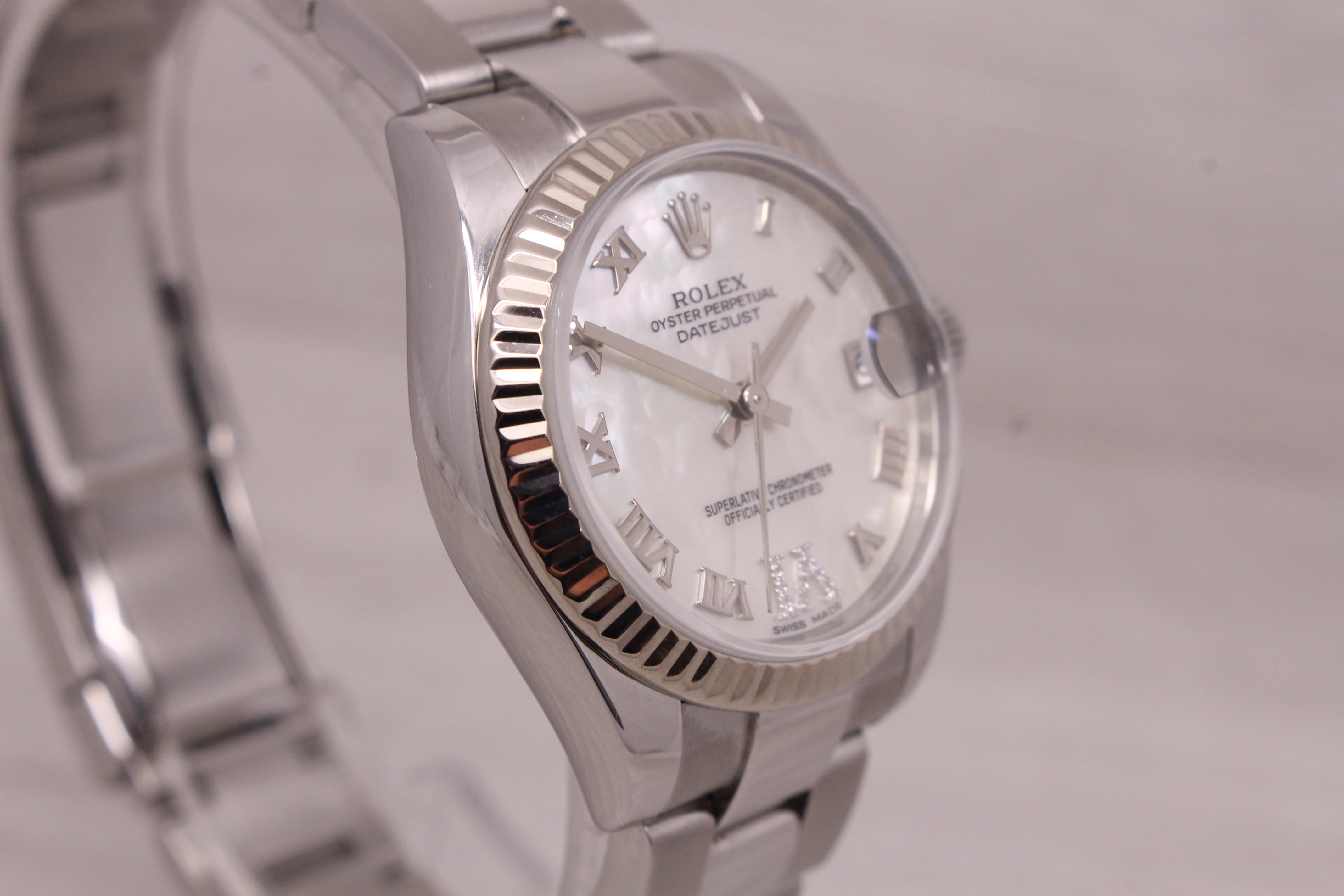Dark Gray 2016 Rolex Datejust 178274 Ladies 18k Steel Watch MOP Diamond Dial Box & Card