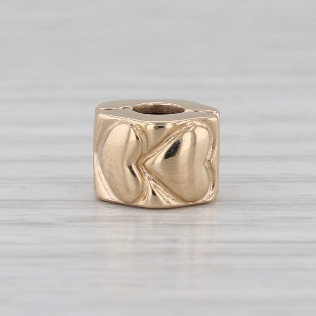 Authentic Pandora Heart Clip Bead Charm 14k Yellow Gold 750243 ALE