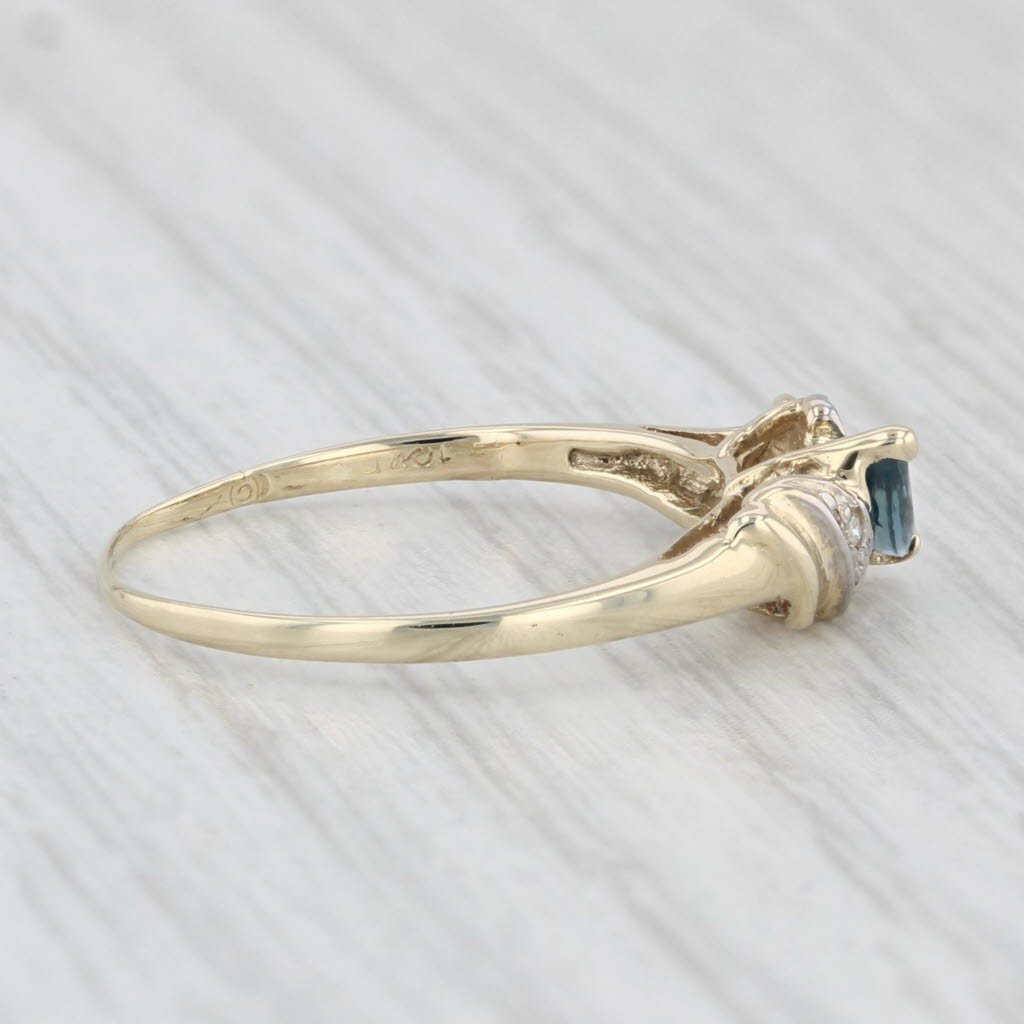 Light Gray 0.22ctw Marquise Blue Sapphire Diamond Ring 10k Yellow Gold Size 5.5