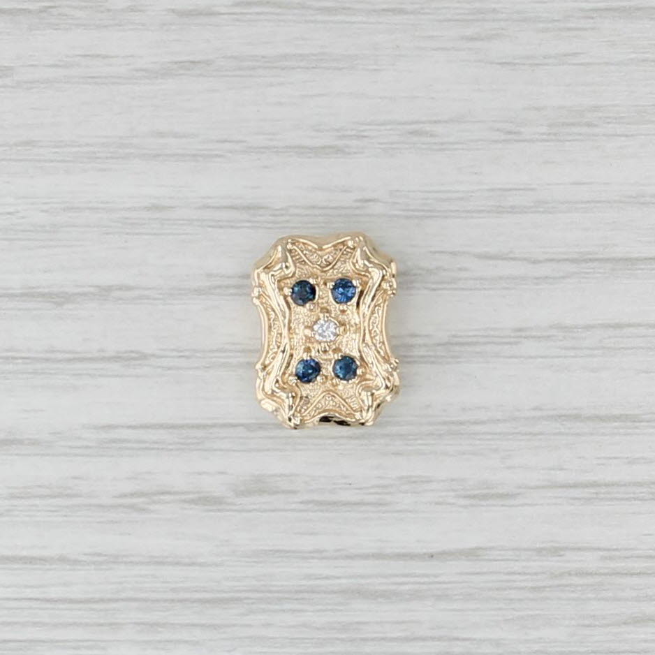 0.23ct Sapphire Diamond Slide Bracelet Charm 14k Gold Vintage Richard Glatter