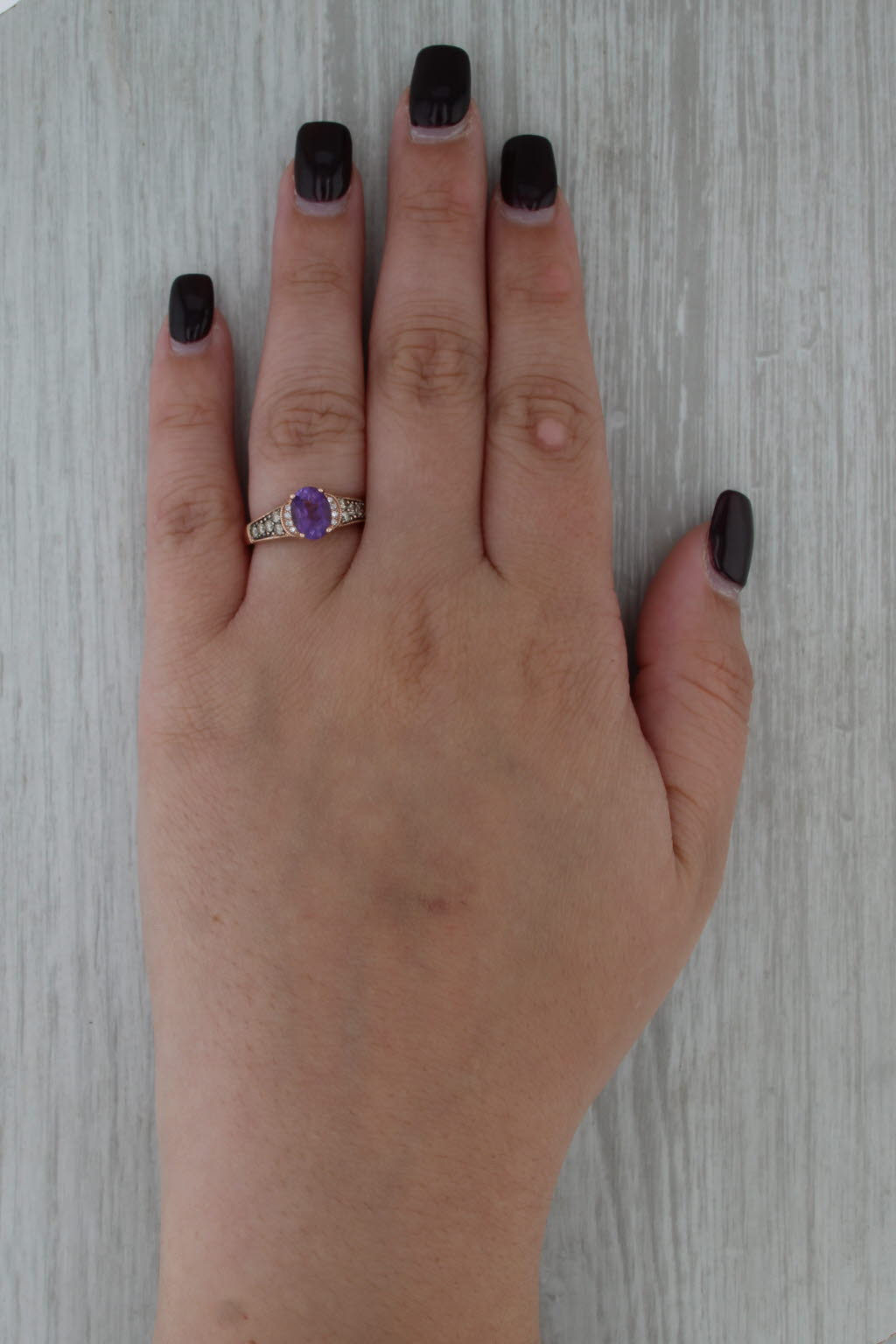 Le Vian Amethyst Diamond Ring 14k Rose Gold Size 7 Engagement