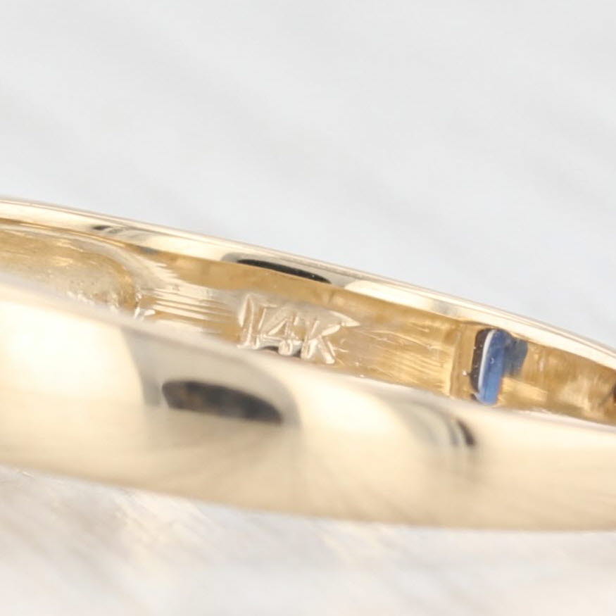 Antique White 1.08ctw Oval Blue Sapphire Diamond Ring 14k Yellow Gold Size 7