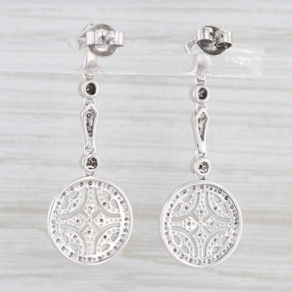 Light Gray 0.24ctw Diamond Dangle Earrings Sterling Silver Ornate Drops