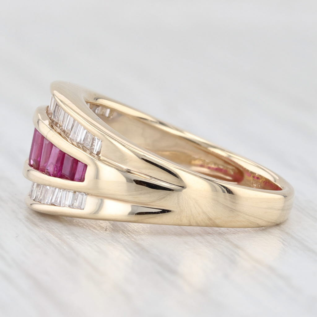 Light Gray 1.75ctw Channel Set Ruby Diamond Ring 14k Yellow Gold Size 7