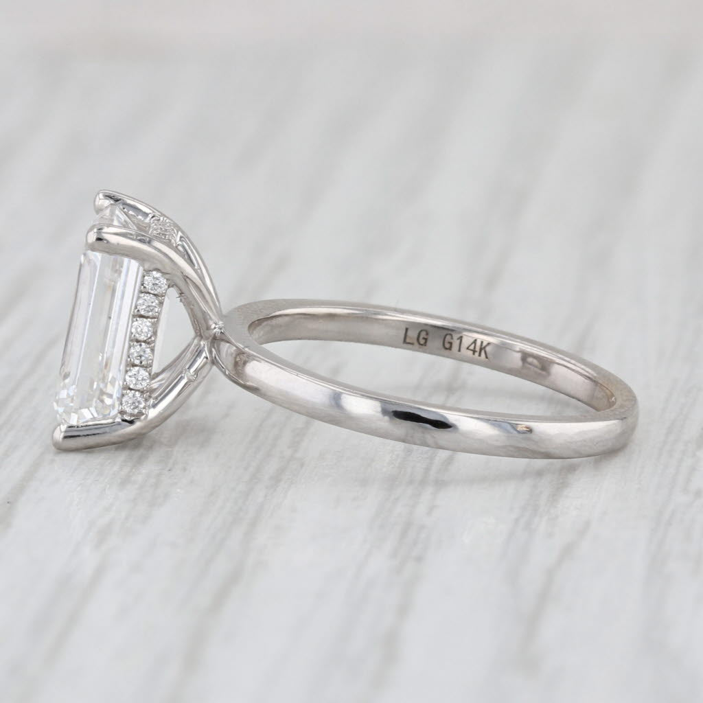 New IGI 3.16ctw Emerald Cut Lab Grown Diamond Engagement Ring 14k White Gold