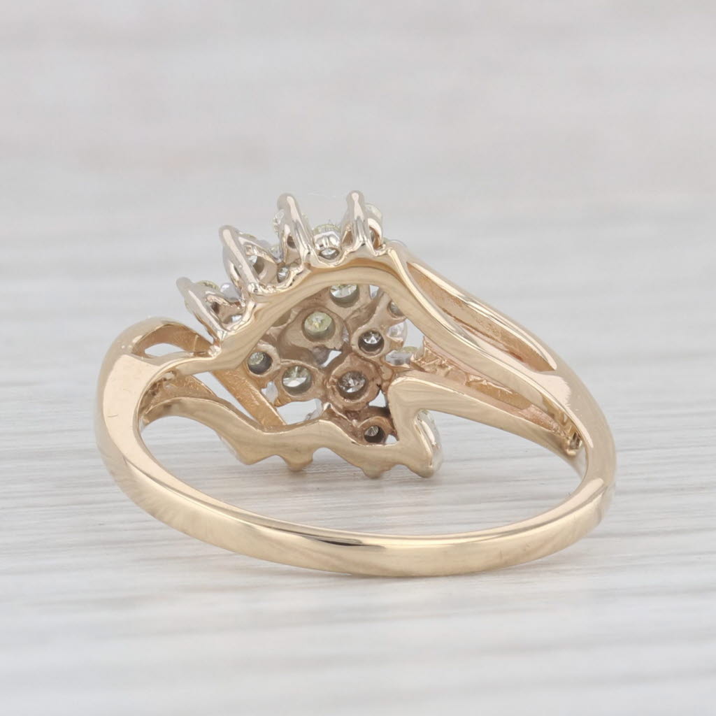 Light Gray 0.30ctw Diamond Cluster Bypass Ring 14k Yellow Gold Size 6.5