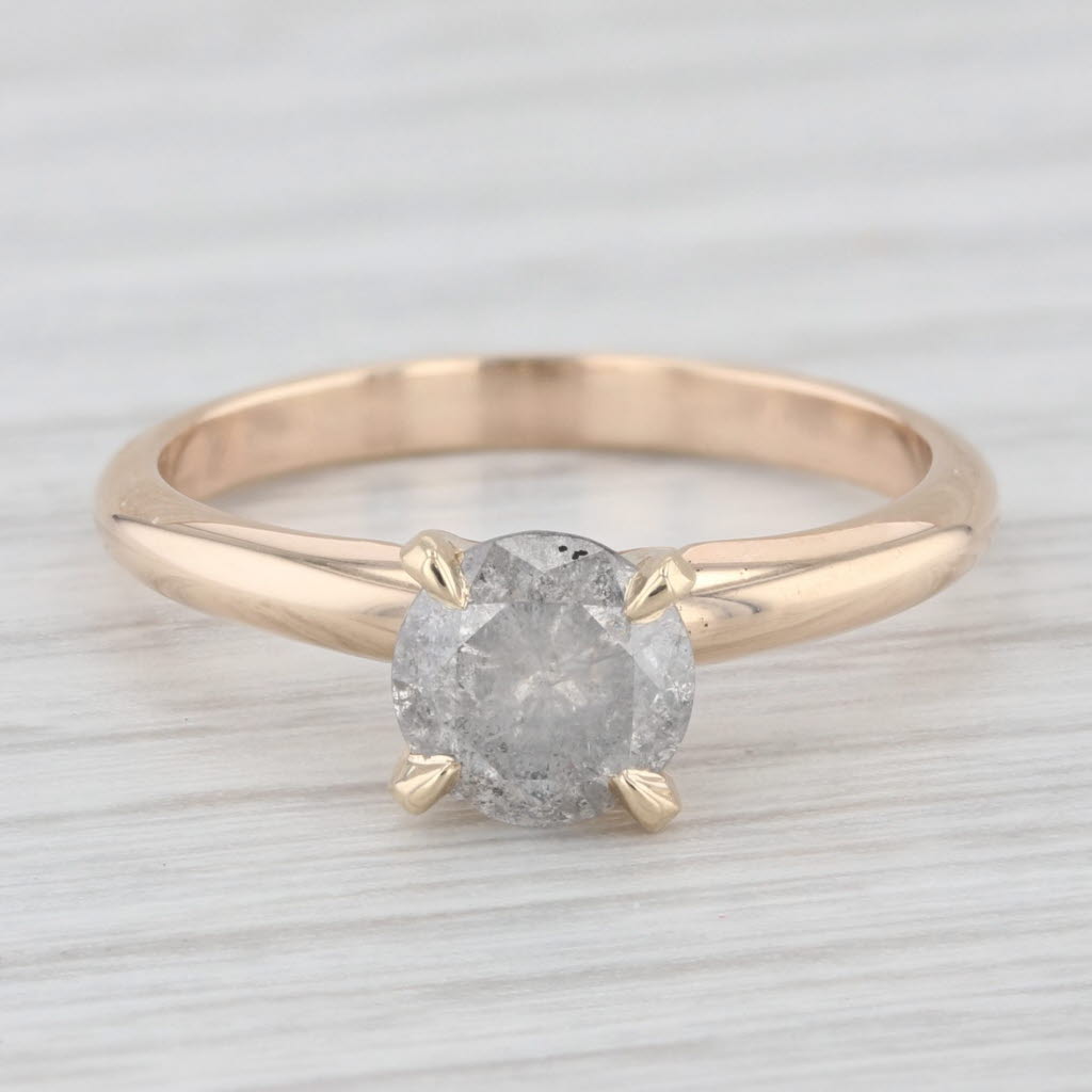 Light Gray 1ct Gray Galaxy Diamond Solitaire Engagement Ring 14k Yellow Gold Size 5.75