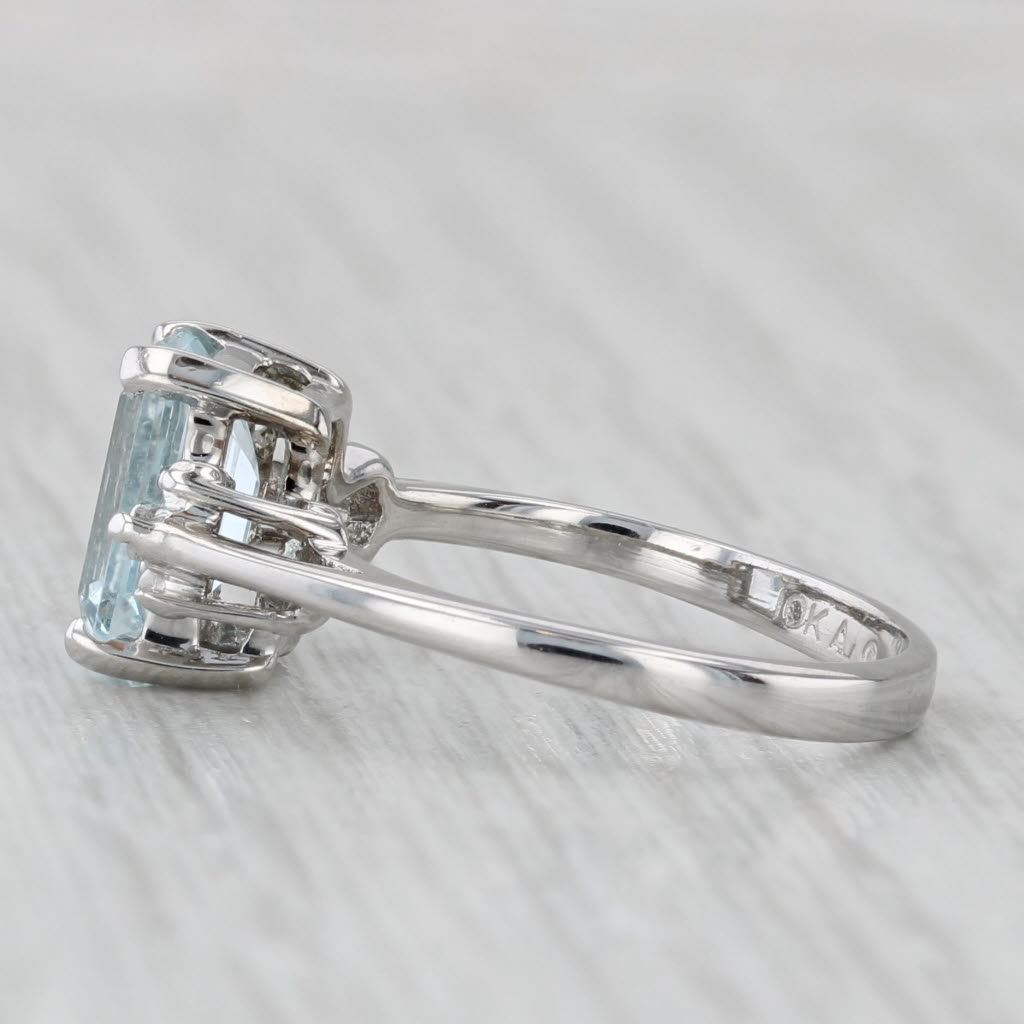 Light Gray 1.30ctw Emerald Cut Aquamarine Diamond Ring 10k White Gold Size 5