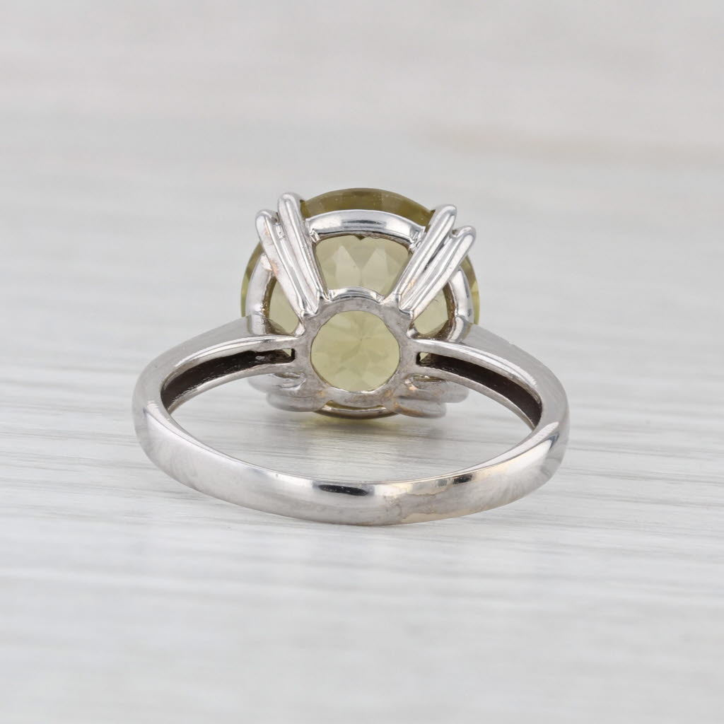 5.47ct Green Quartz Solitaire Ring 14k White Gold Size 8.25
