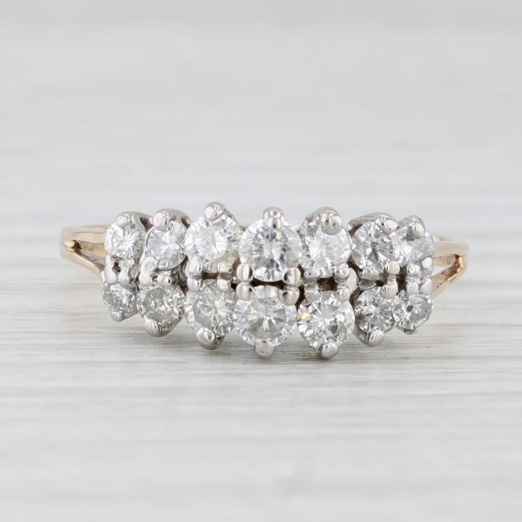 Light Gray Tiered Diamond Ring 14k White Yellow Gold Size 8.75 Stackable