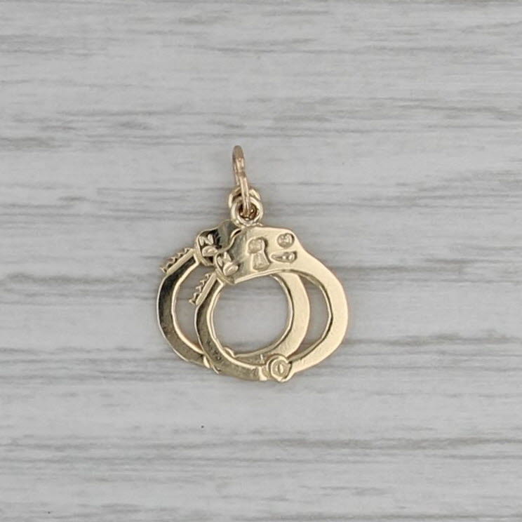 Handcuffs Charm 14k Yellow Gold Small Drop Pendant