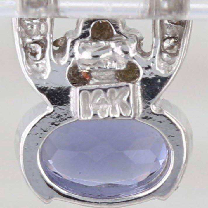 1.30ctw Blue Iolite Diamond Stud Earrings 14k White Gold Small Drops