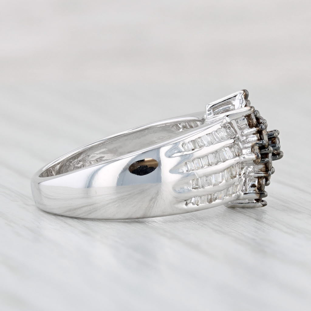 Light Gray 1.05ctw Champagne White Diamond Cluster Ring 10k White Gold Size 7