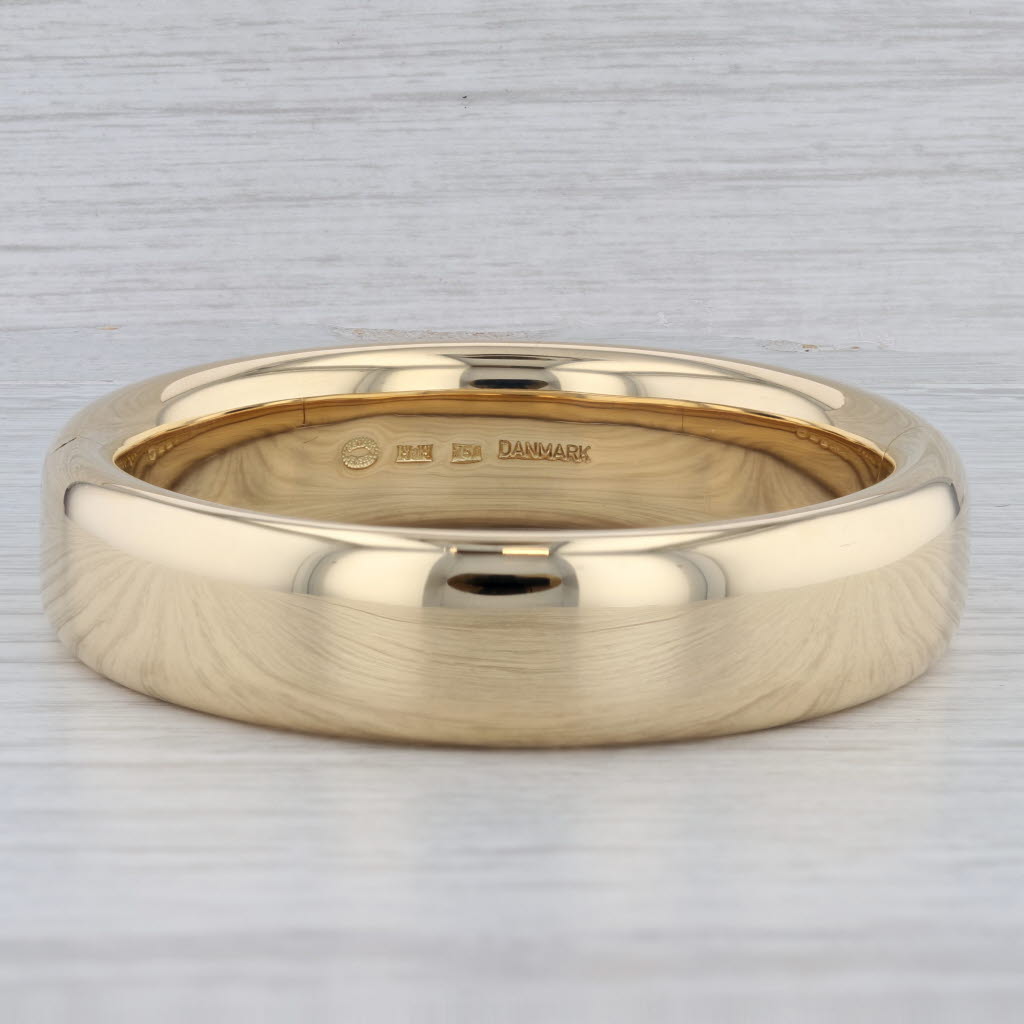 Gray Georg Jensen Denmark Classic Bangle Bracelet 18k Yellow Gold 7" 15mm Pouch