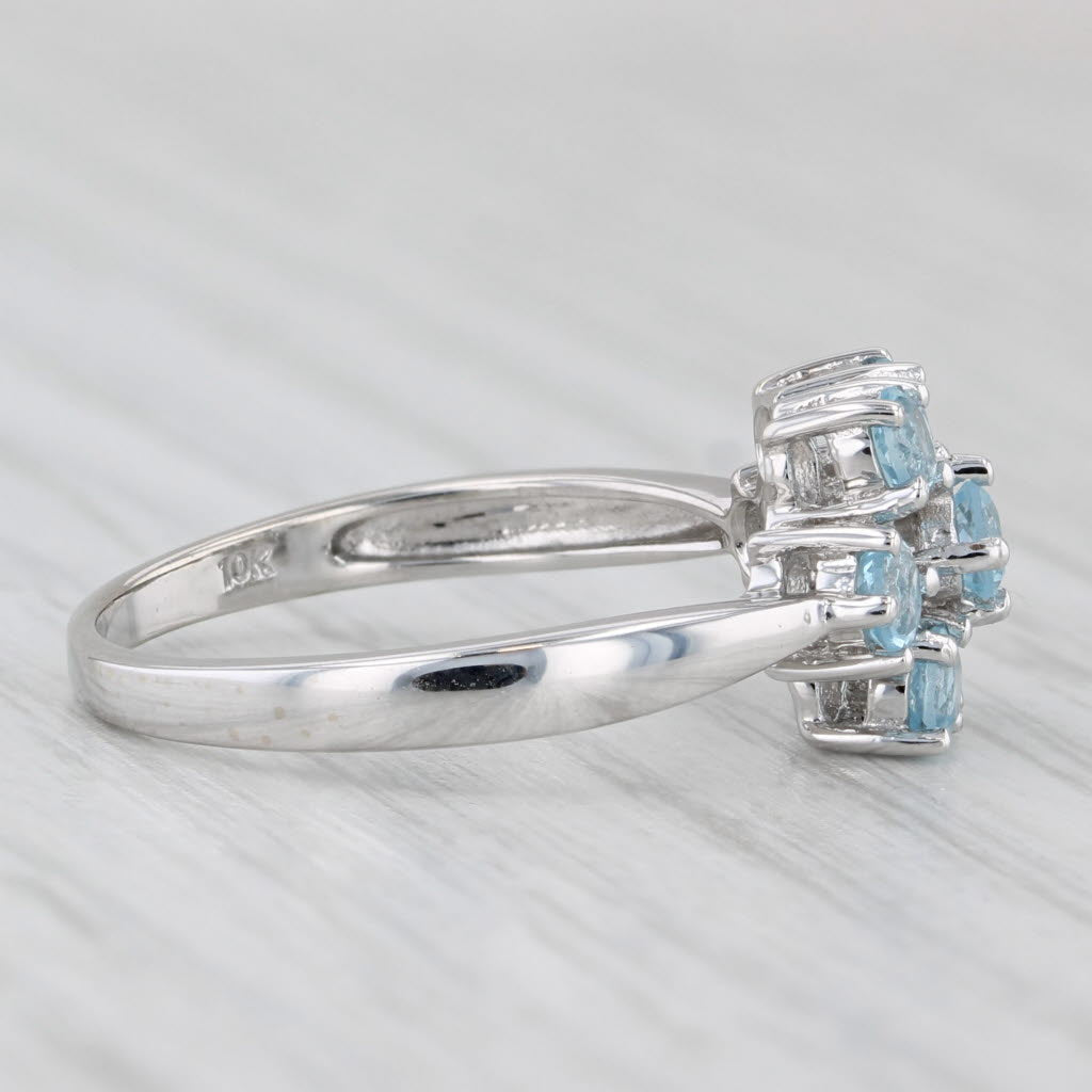 Light Gray 0.96ctw Blue Topaz Cluster Ring 10k White Gold Size 7.25