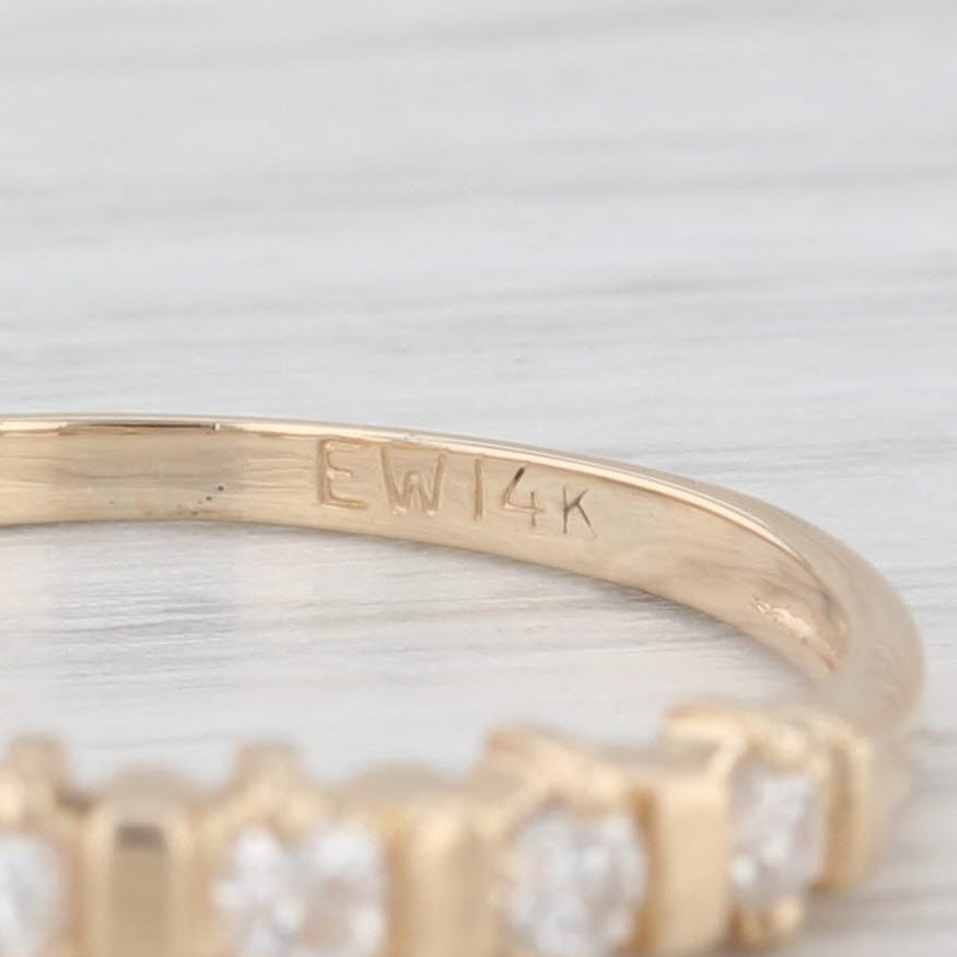 Light Gray 0.18ctw Diamond Wedding Band 14k Yellow Gold Size 7.5 Anniversary Stackable Ring