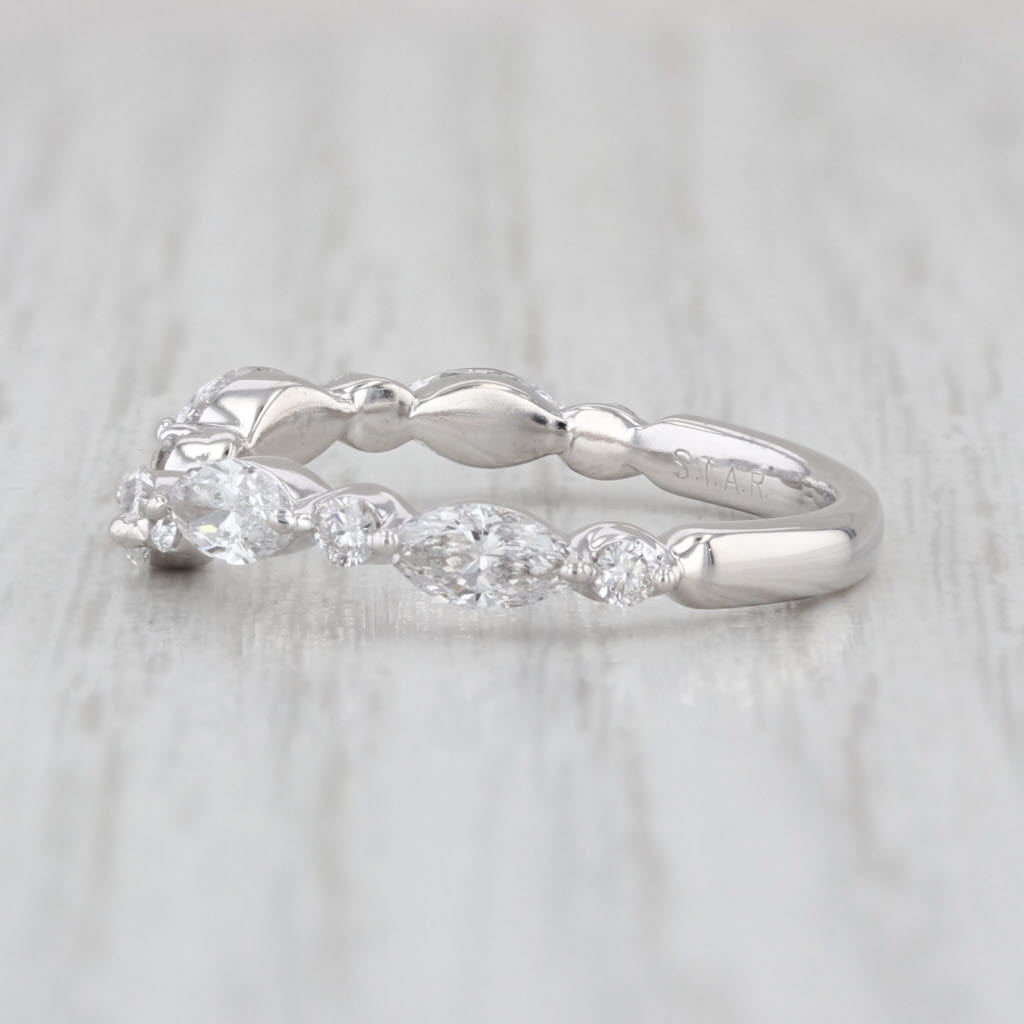 1ctw Lab Grown Diamond Contoured Wedding Anniversary Ring 18k Gold Stackable