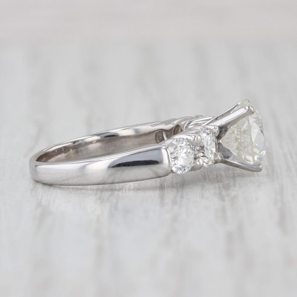 Vintage 2.47ctw Round Diamond Engagement Ring 14k White Gold Size 4.5