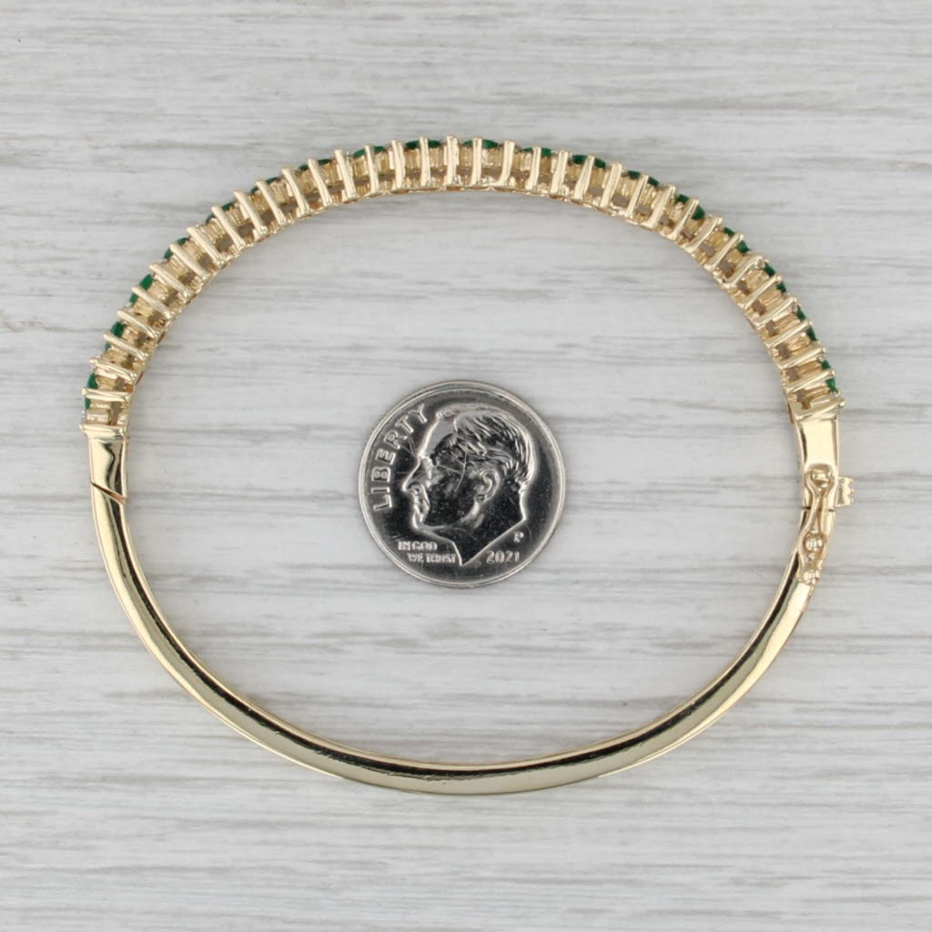 3ctw Emerald Diamond Bangle Bracelet 14k Yellow Gold Hinged 6.5"