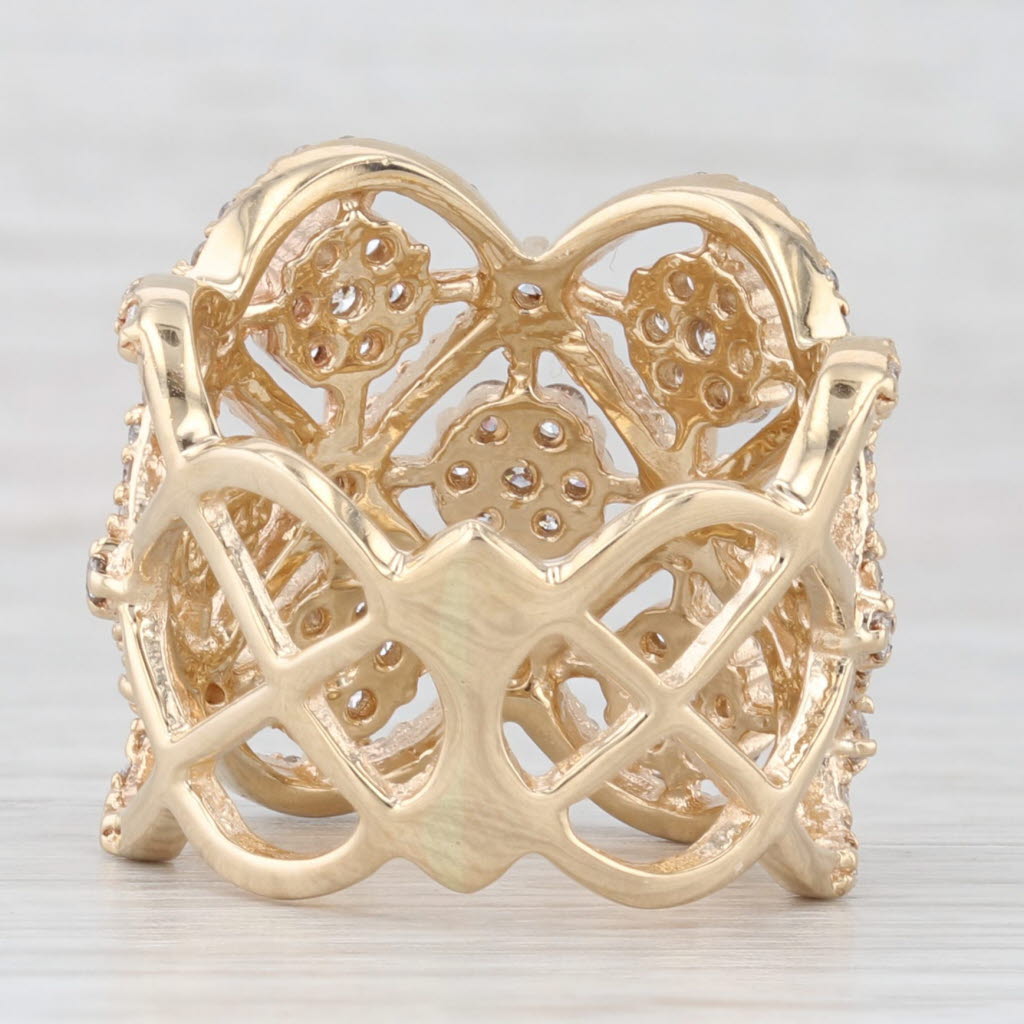 Light Gray 2.78ctw Diamond Clusters Openwork Ring 14k Yellow Gold Size 6.5 Cocktail