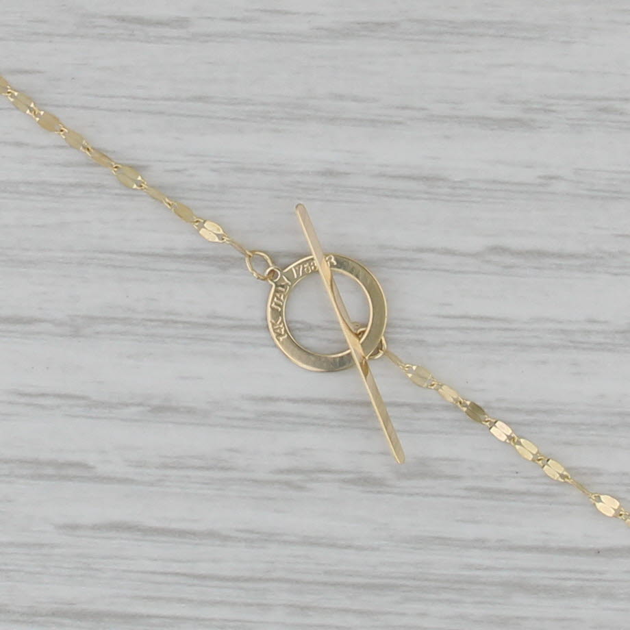Mirror Chain Necklace 14k Yellow Gold Ring Toggle Clasp 18.25" 1.5mm Italy