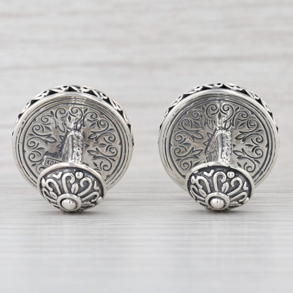 Konstantino Ornate Mother of Pearl Cross Cufflinks Sterling Silver 18k Gold