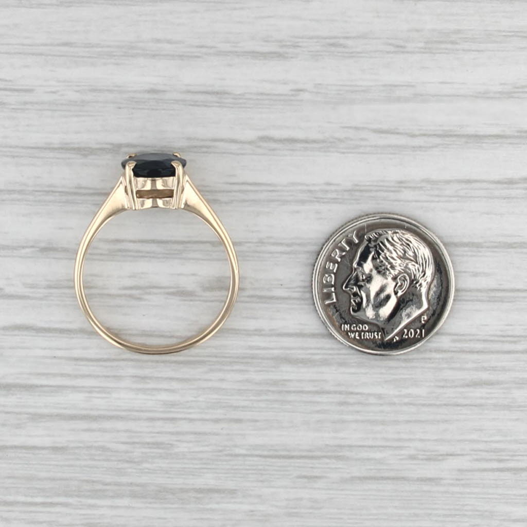 2.55ct Oval Blue Sapphire Solitaire Ring 14k Yellow Gold Size 8