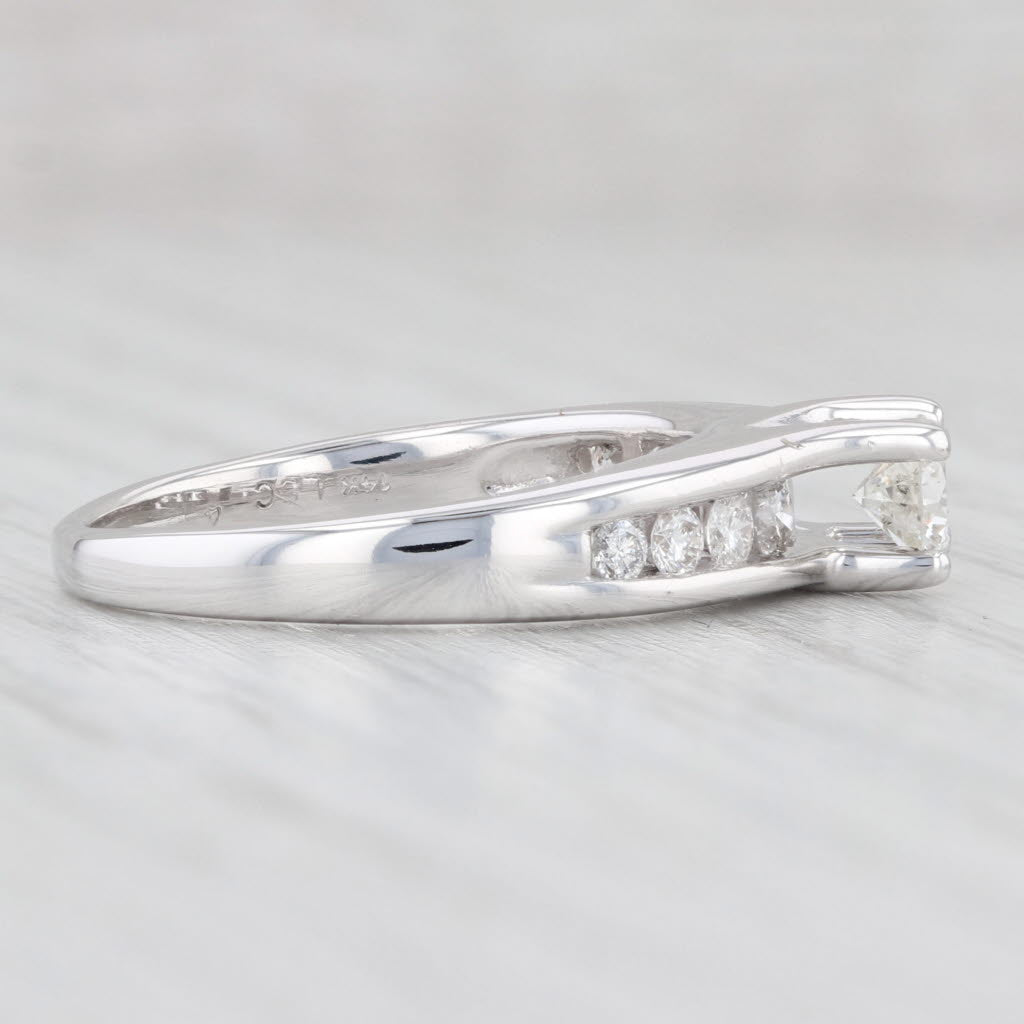 Light Gray 0.75ctw Round Diamond Engagement Ring 14k White Gold Size 8