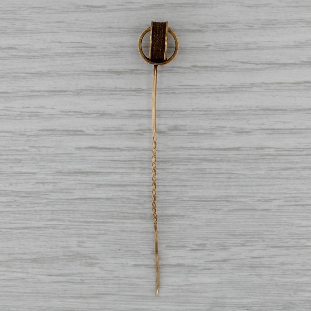 Victorian Linked Circles Stickpin 12k -17k Yellow Gold Antique Pin