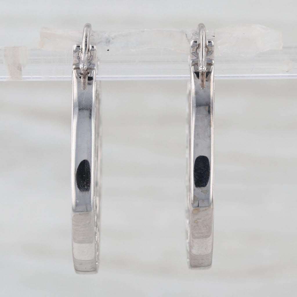 0.30ctw Diamond Hoop Earrings 14k White Gold Snap Top Oval Hoops