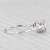 Art Deco 0.25ct Diamond Solitaire Engagement Ring 14k White Gold Size 8.25